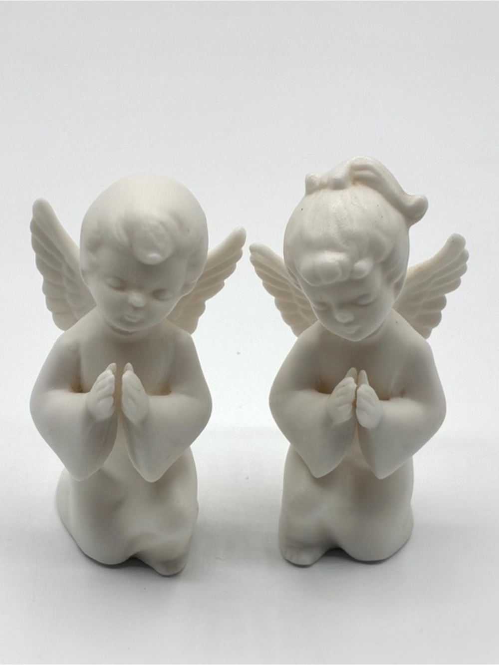 Vintage Napcoware Bisque Praying Angel Cherub Figurines Japan Set of 2